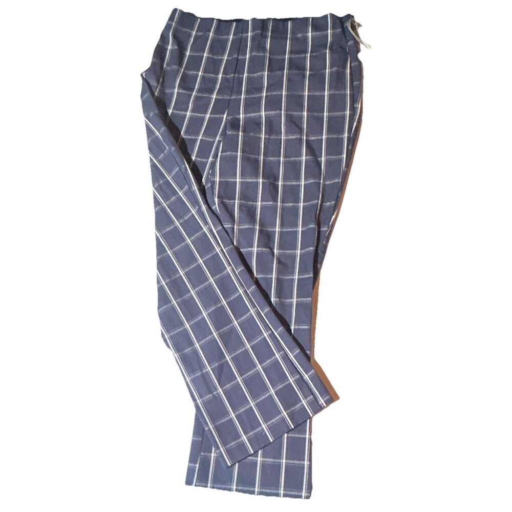 A New Day Womens Size 10 Blue White Plaid Ankle Dress Pants NWT Career